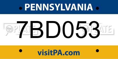 7BD053 Pennsylvania License Plate
