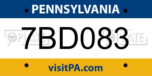 7BD083 Pennsylvania License Plate