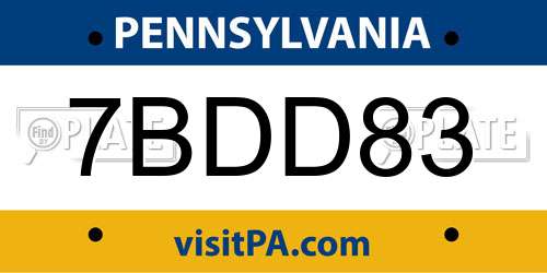 7BDD83 Pennsylvania License Plate