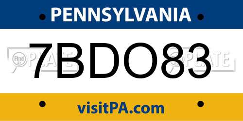 7BDO83 Pennsylvania License Plate