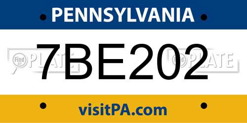 7BE202 Pennsylvania License Plate