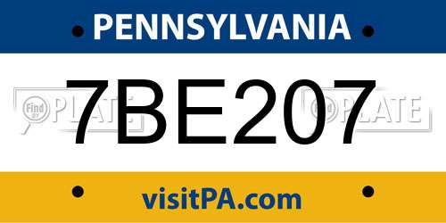 7BE207 Pennsylvania License Plate