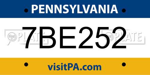 7BE252 Pennsylvania License Plate