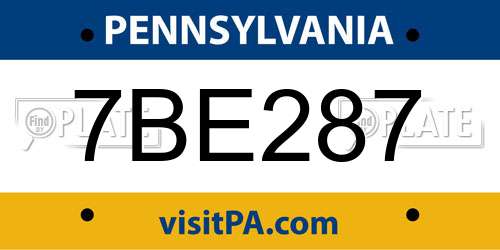 7BE287 Pennsylvania License Plate