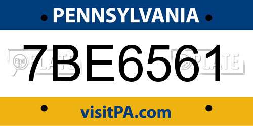 7BE6561 Pennsylvania License Plate