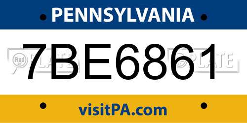 7BE6861 Pennsylvania License Plate