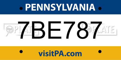 7BE787 Pennsylvania License Plate