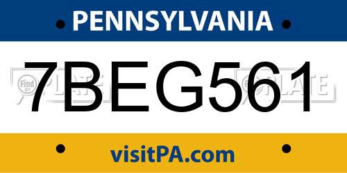 7BEG561 Pennsylvania License Plate