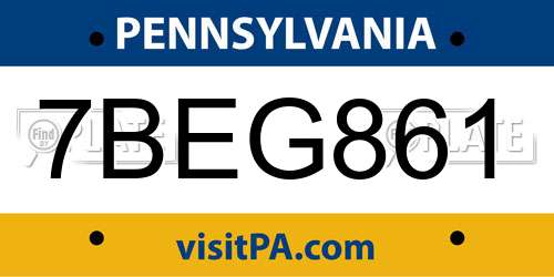 7BEG861 Pennsylvania License Plate