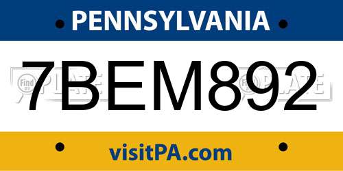 7BEM892 Pennsylvania License Plate