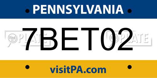 7BET02 Pennsylvania License Plate