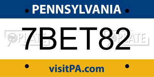 7BET82 Pennsylvania License Plate