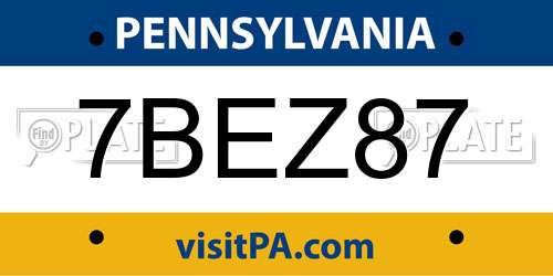 7BEZ87 Pennsylvania License Plate