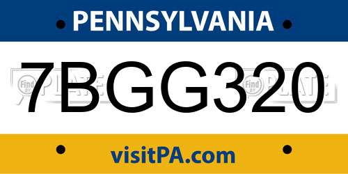 7BGG320 Pennsylvania License Plate