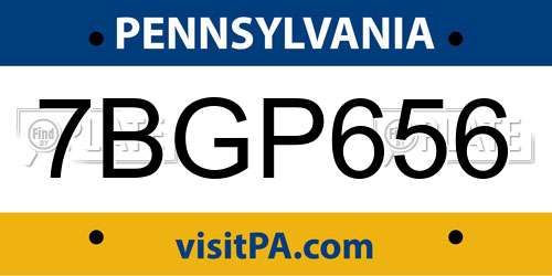7BGP656 Pennsylvania License Plate