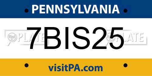 7BIS25 Pennsylvania License Plate