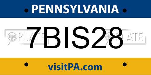 7BIS28 Pennsylvania License Plate