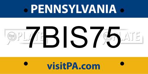 7BIS75 Pennsylvania License Plate