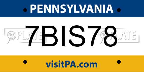 7BIS78 Pennsylvania License Plate