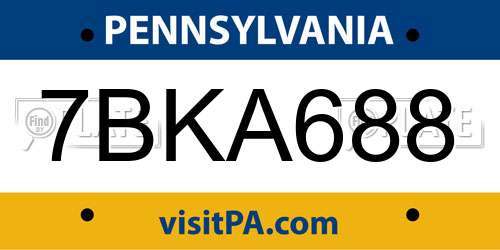 7BKA688 Pennsylvania License Plate