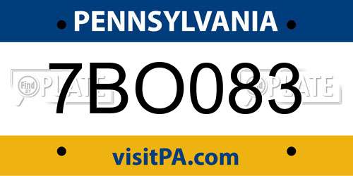 7BO083 Pennsylvania License Plate