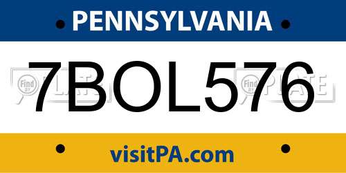 7BOL576 Pennsylvania License Plate