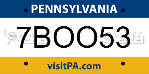 7BOO53 Pennsylvania License Plate