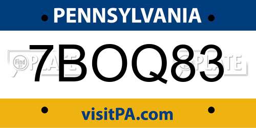 7BOQ83 Pennsylvania License Plate