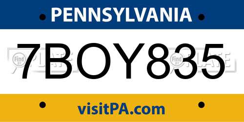 7BOY835 Pennsylvania License Plate
