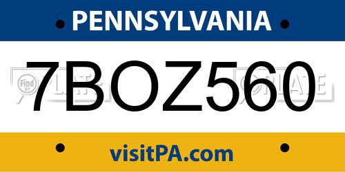 7BOZ560 Pennsylvania License Plate