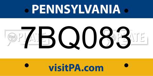 7BQ083 Pennsylvania License Plate