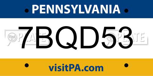 7BQD53 Pennsylvania License Plate