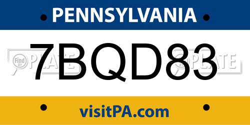 7BQD83 Pennsylvania License Plate