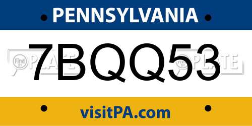 7BQQ53 Pennsylvania License Plate