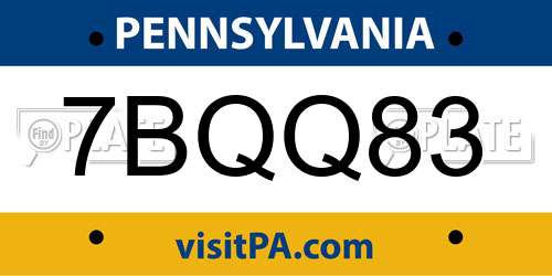 7BQQ83 Pennsylvania License Plate