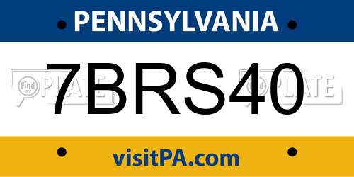 7BRS40 Pennsylvania License Plate