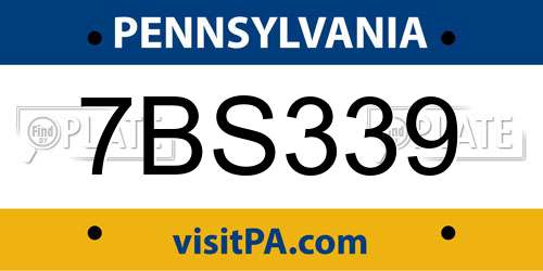 7BS339 Pennsylvania License Plate