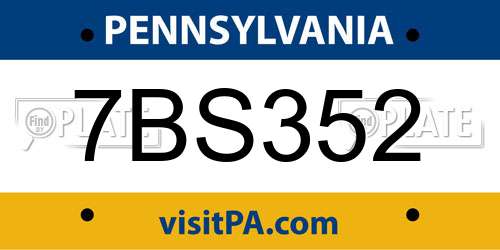 7BS352 Pennsylvania License Plate