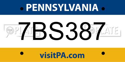 7BS387 Pennsylvania License Plate