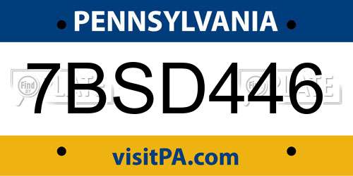 7BSD446 Pennsylvania License Plate