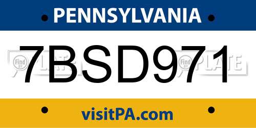 7BSD971 Pennsylvania License Plate
