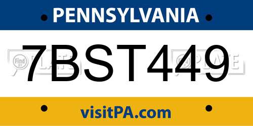 7BST449 Pennsylvania License Plate