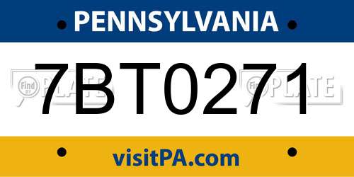 7BT0271 Pennsylvania License Plate