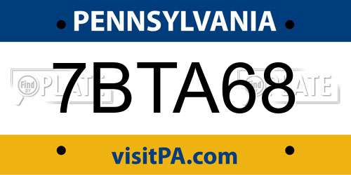 7BTA68 Pennsylvania License Plate