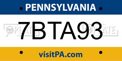7BTA93 Pennsylvania License Plate