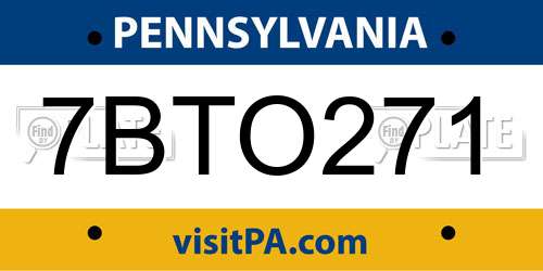 7BTO271 Pennsylvania License Plate
