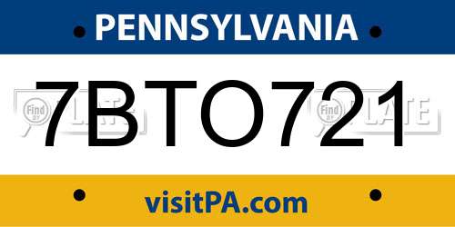 7BTO721 Pennsylvania License Plate