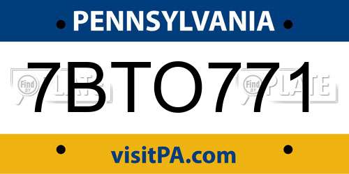 7BTO771 Pennsylvania License Plate
