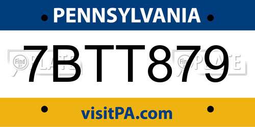 7BTT879 Pennsylvania License Plate