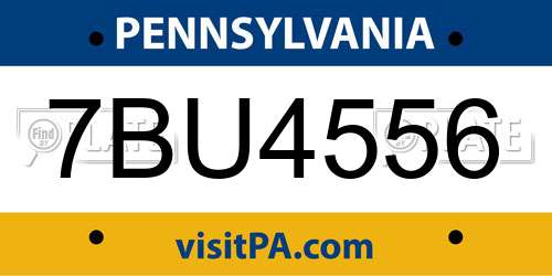 7BU4556 Pennsylvania License Plate